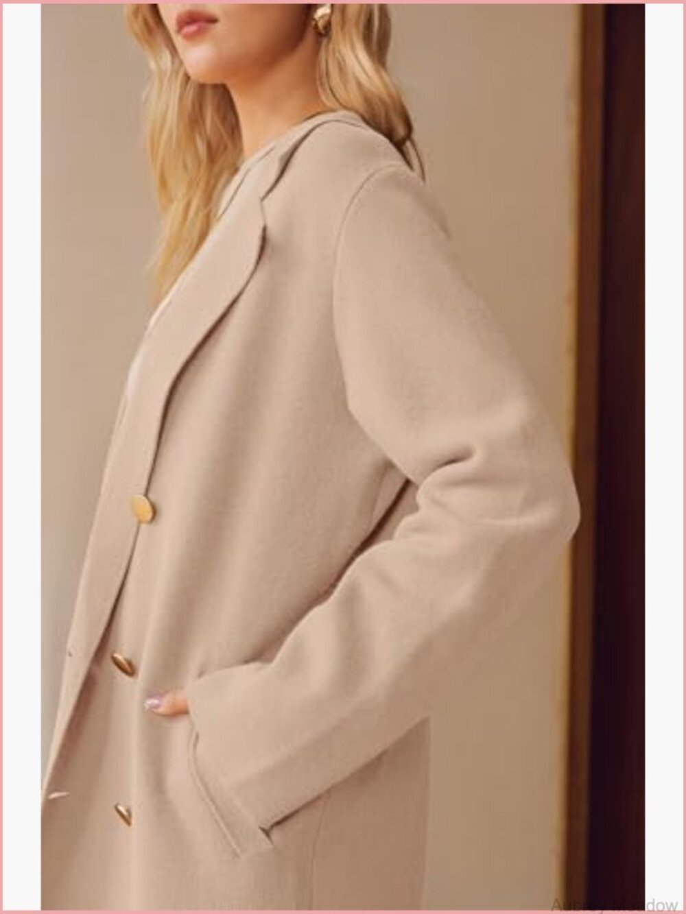 Double Breasted Wool Blend Long Cardigan Coat with Pockets - Picture 6 of 7